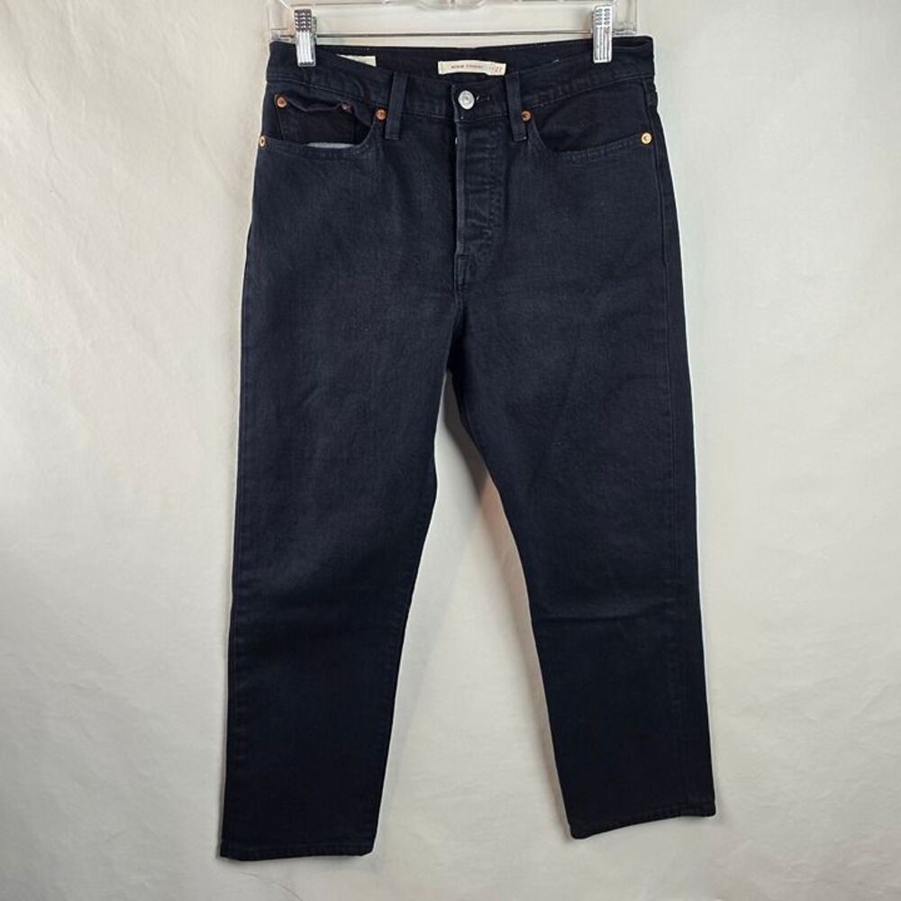 Levis Jeans Womens 27 Black Wedge Straight High Rise Denim Premium 28x25 Rocker